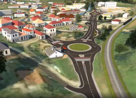 Mirna - trasa obvoznice, prvo krozisce -  izsek iz 3D vizualizacije trase